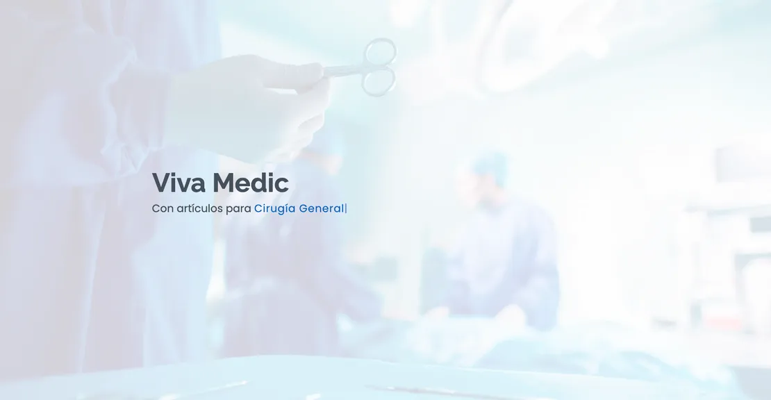 Portada del sitio de Viva Medic, con el nombre de la empresa sobre una fotografía de quirófano.